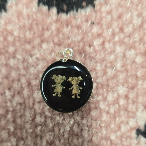 925 Sterling Silver Accessories - Black and Gold Pendant